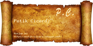 Petik Ciceró névjegykártya